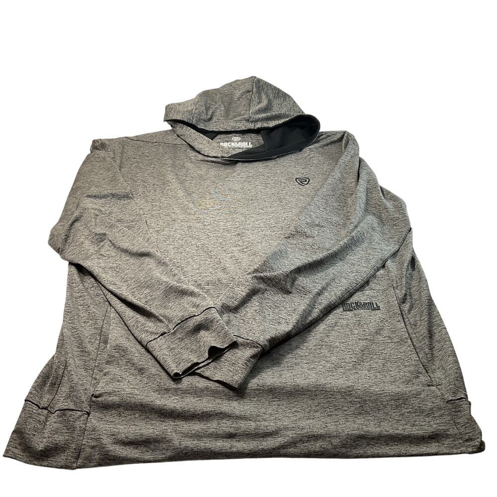 Rock & Roll Denim Men's Grey Heather Performance Logo Hoodie P8H1532-Medium